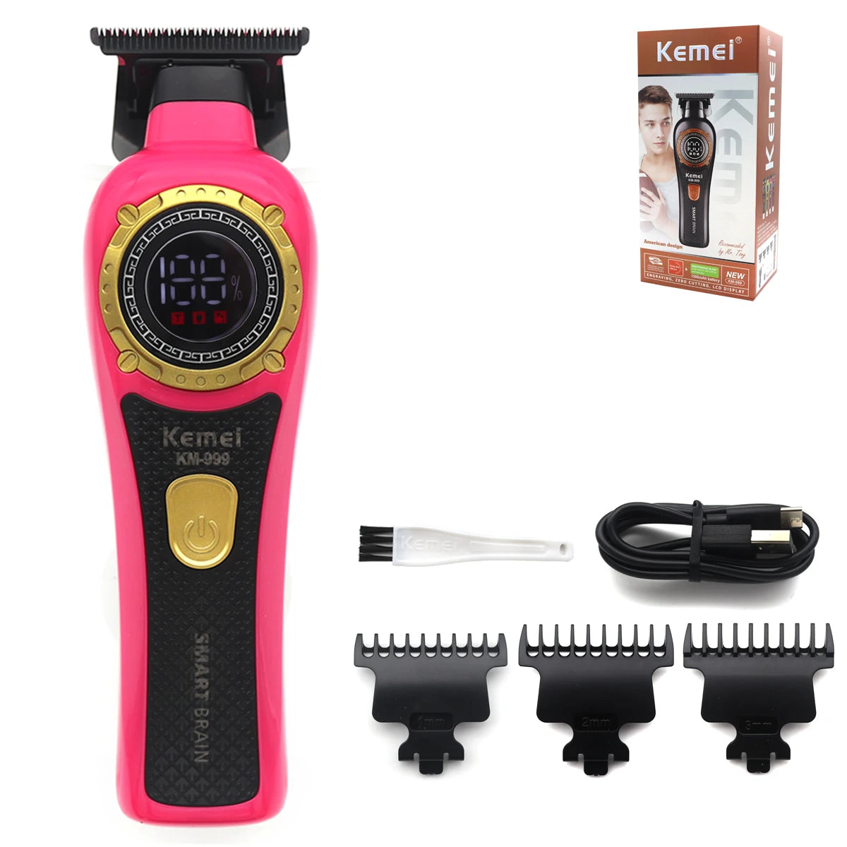 Kemei KM-999 Hair Trimmer – DLC T-Blade Cordless Clipper
