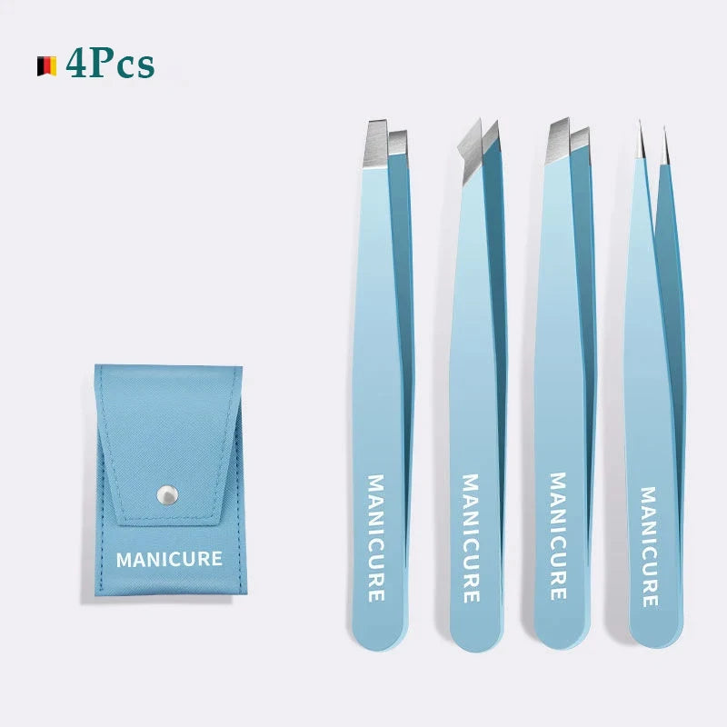 4PCS Stainless Steel Eyebrow Tweezers