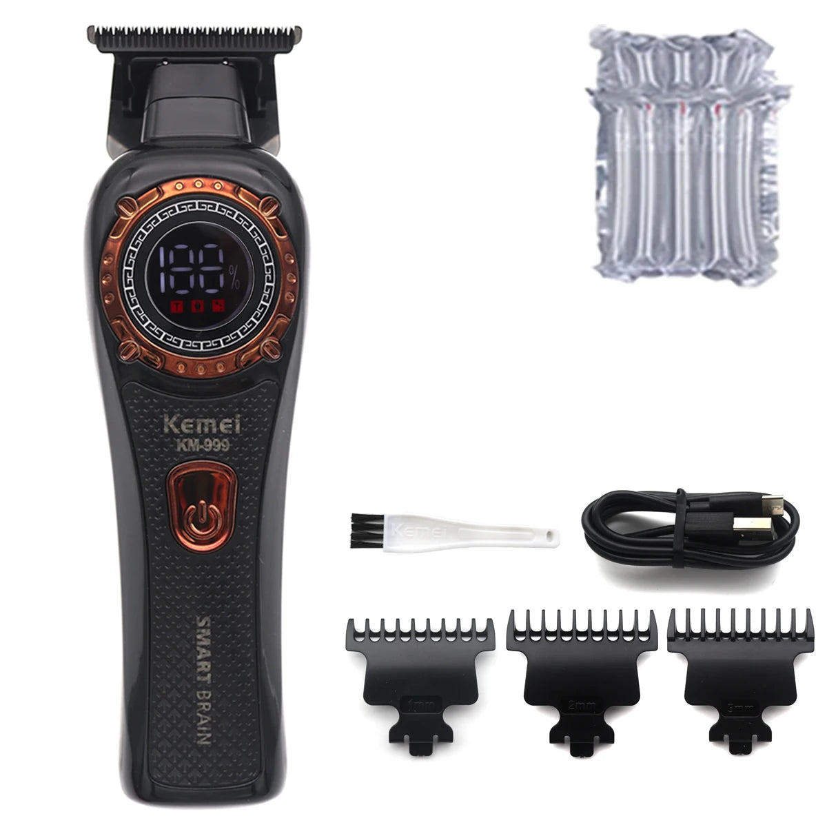 Kemei KM-999 Hair Trimmer – DLC T-Blade Cordless Clipper
