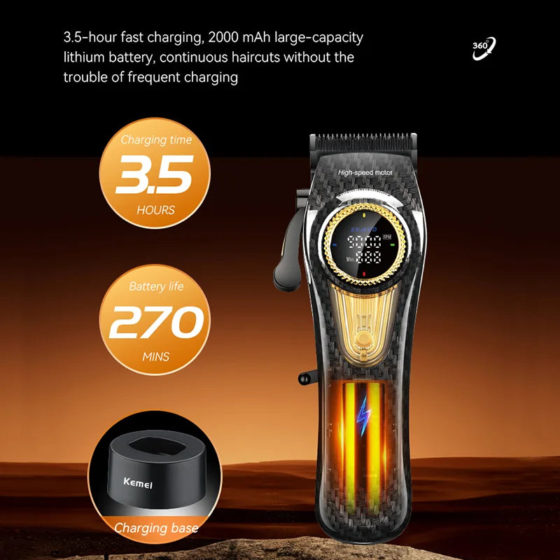 Kemei Rechargeable Hair Clippers – Professional Cordless Trimmer