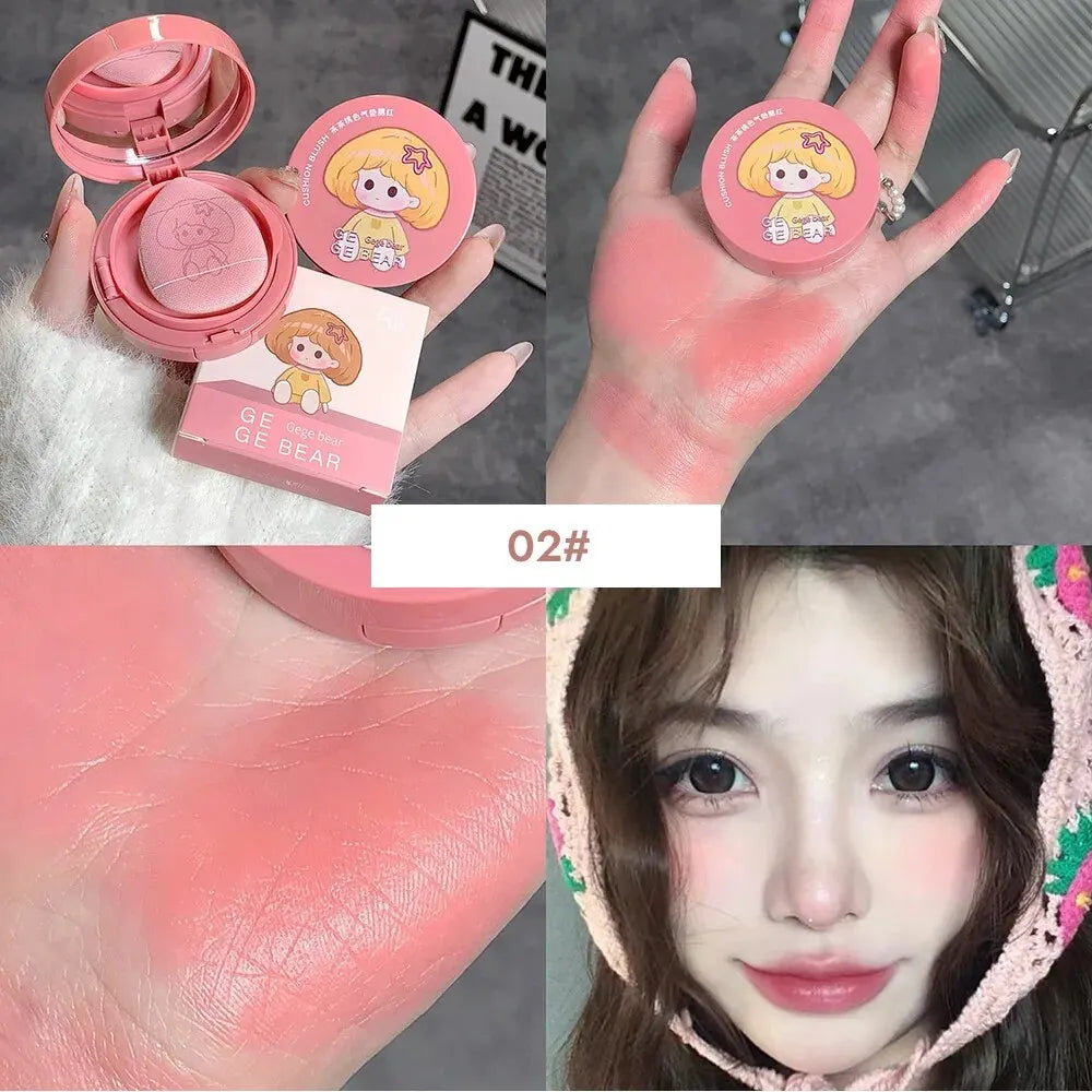 Gege Bear Long-Lasting Cushion Blush with Powder Puff