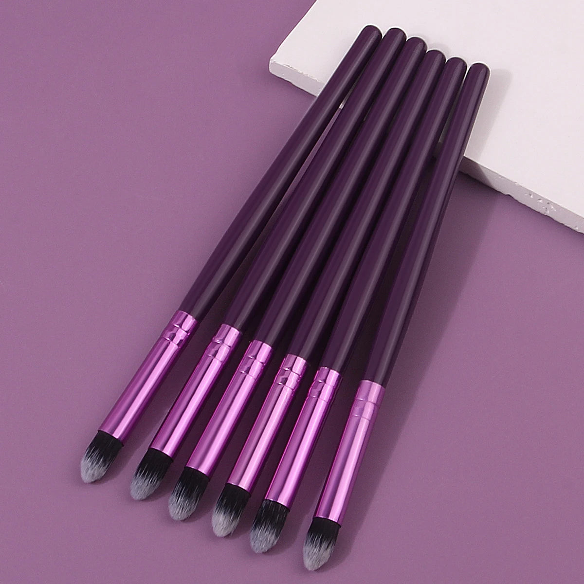 6PCS Purple Wooden-Handled Makeup Brush Set – Multi-Purpose