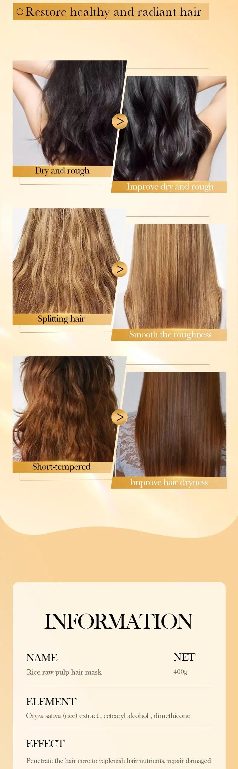 Rice Keratin Hair Mask – 5-Second Repair & Nourishment