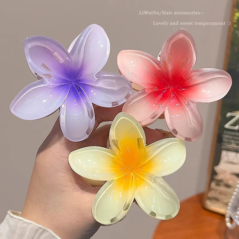 Hawaiian Gradient Flower Hair Claw Clips