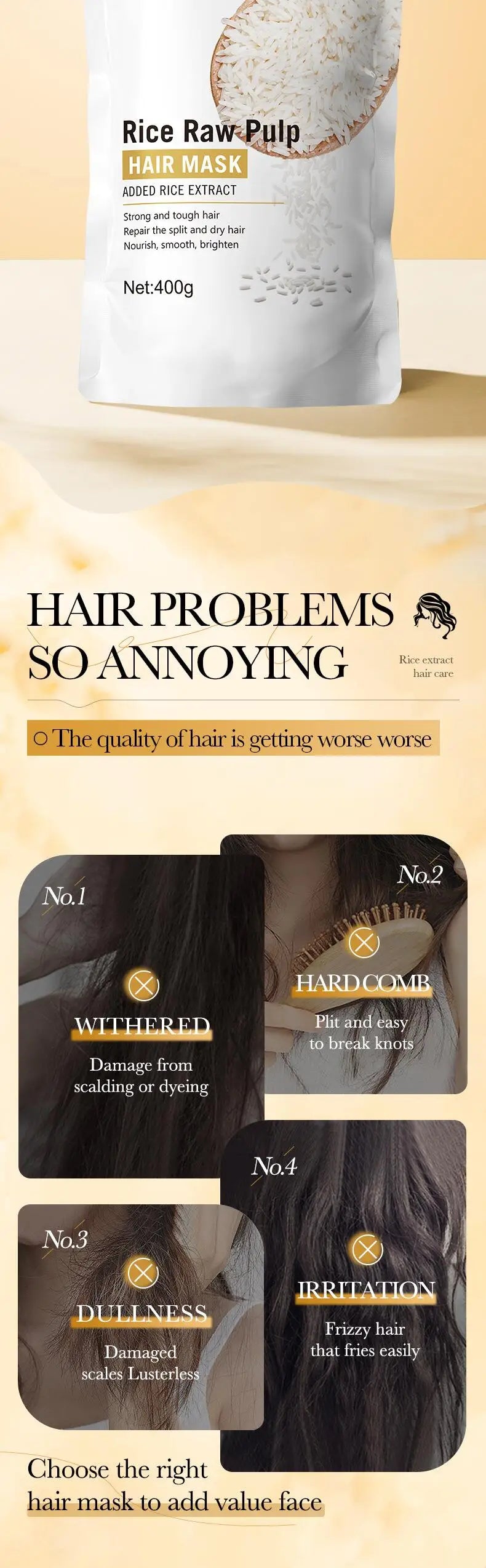 Rice Keratin Hair Mask – 5-Second Repair & Nourishment