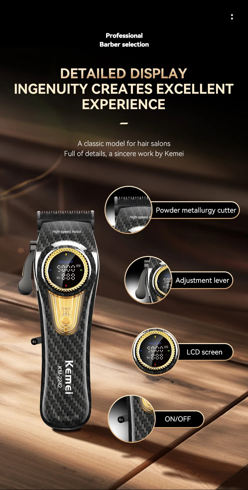 Kemei Rechargeable Hair Clippers – Professional Cordless Trimmer