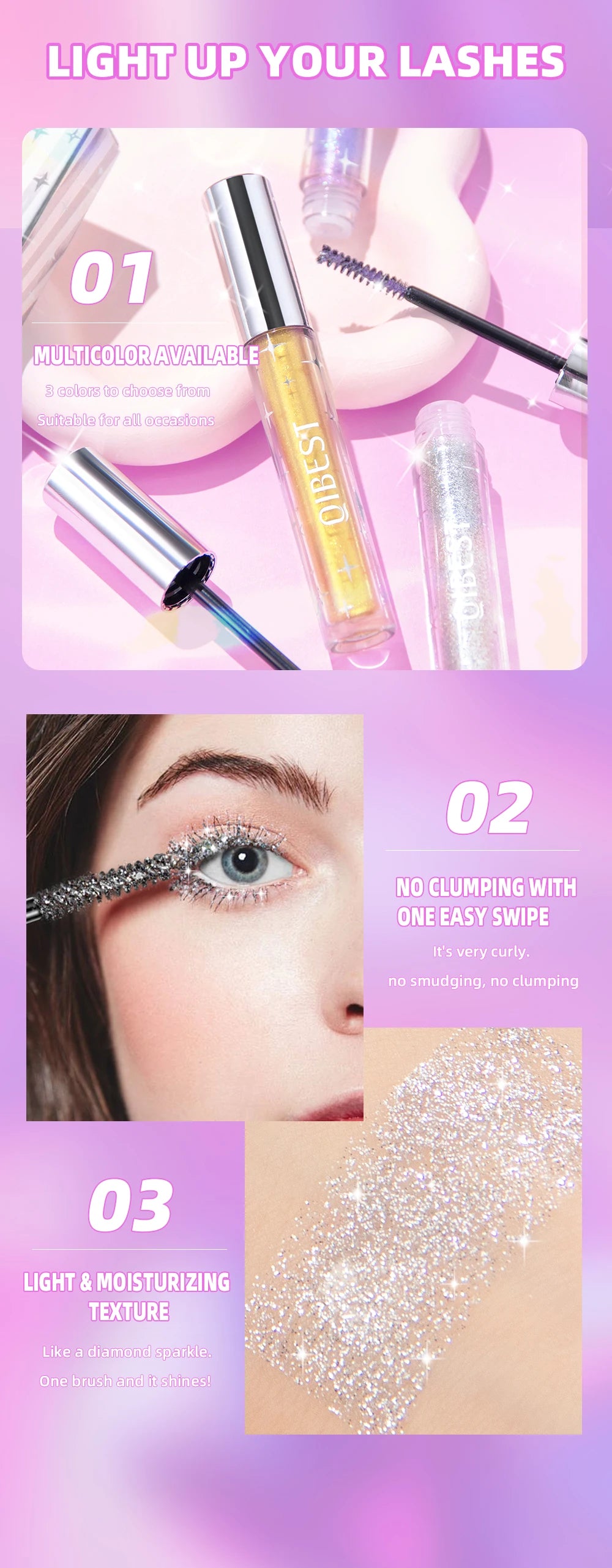 Diamond Glitter Mascara – Long Lasting Curl & Volume