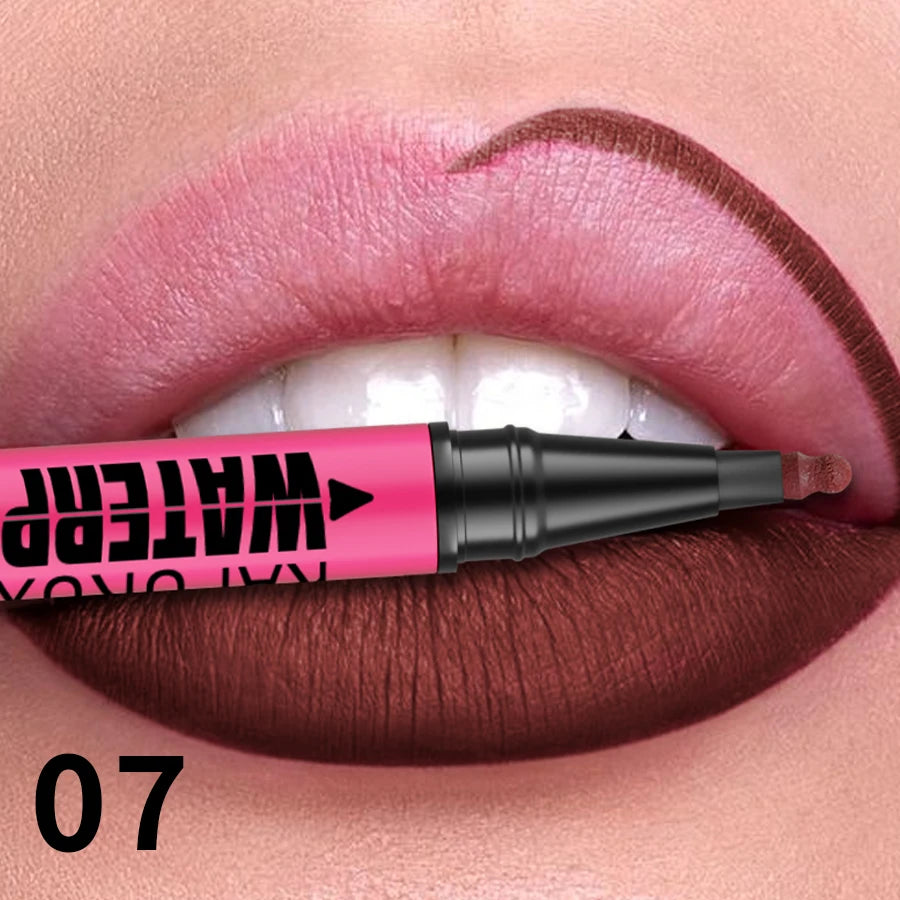 12-Color Liquid Matte Lipliner Pencil – Waterproof