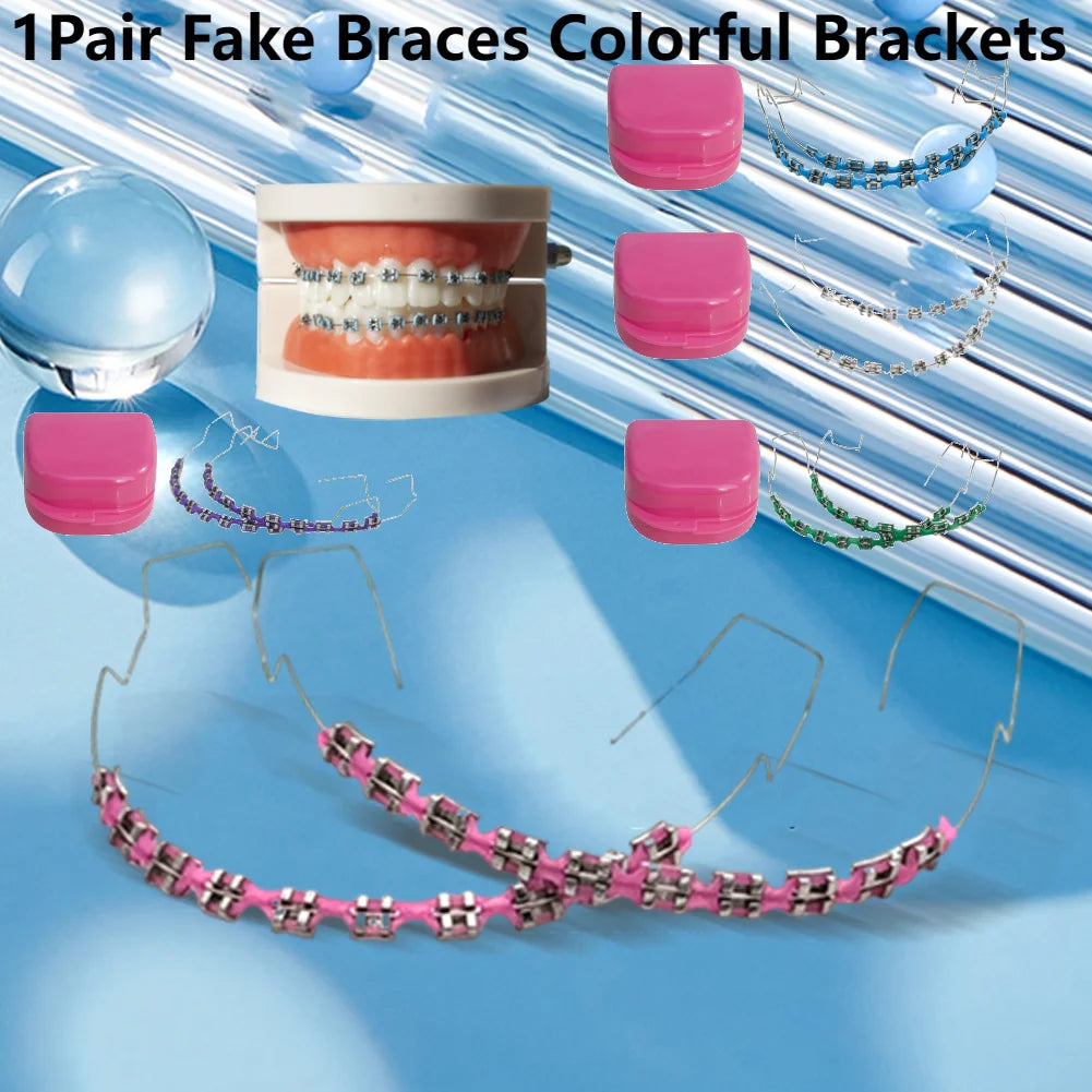 Colorful Fake Braces with Metal Brackets