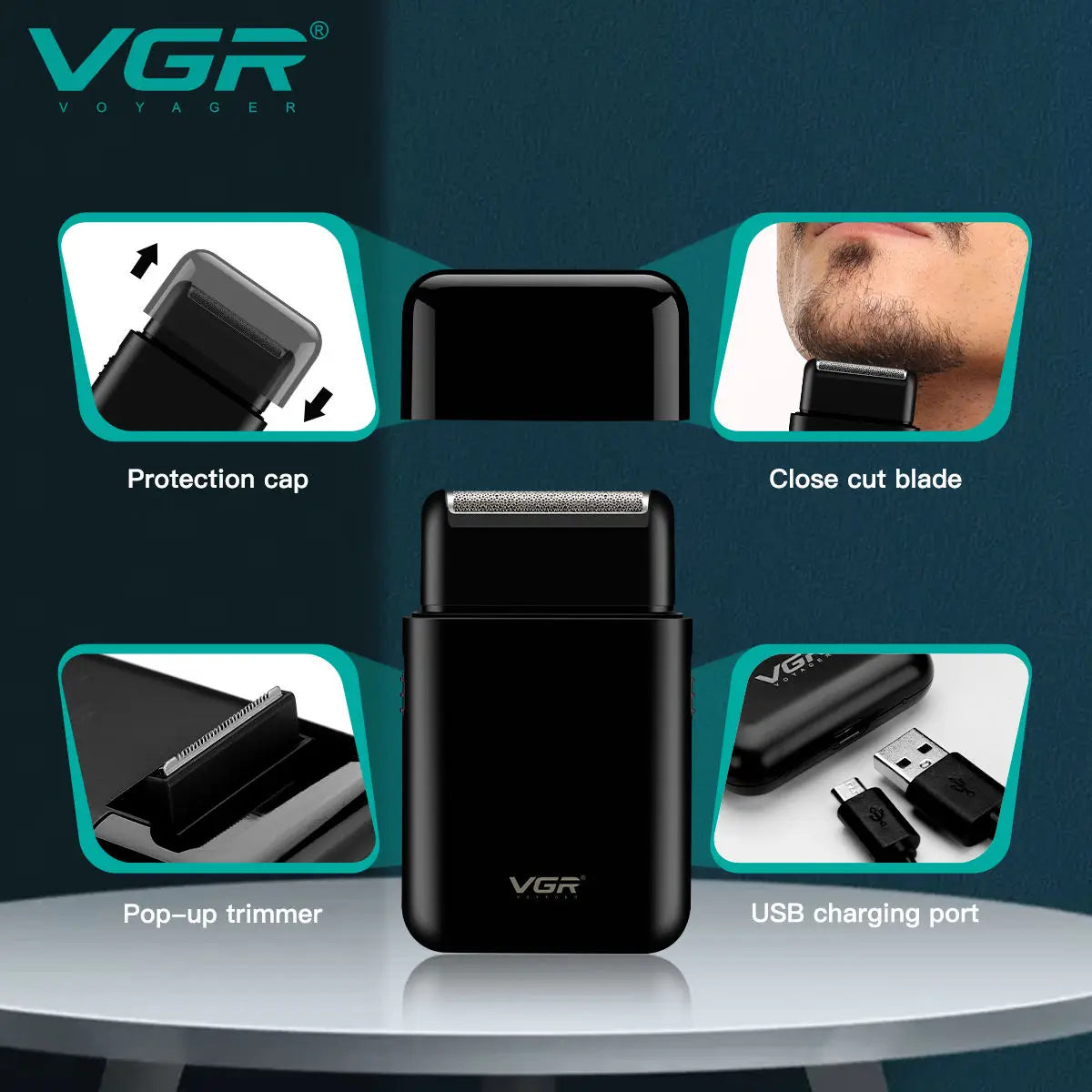 VGR V-390 Mini Cordless Beard Trimmer – Single Blade