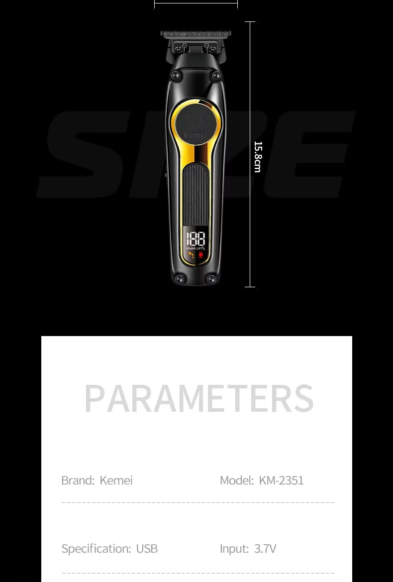 Kemei Rechargeable Hair Clippers – Professional Cordless Trimmer