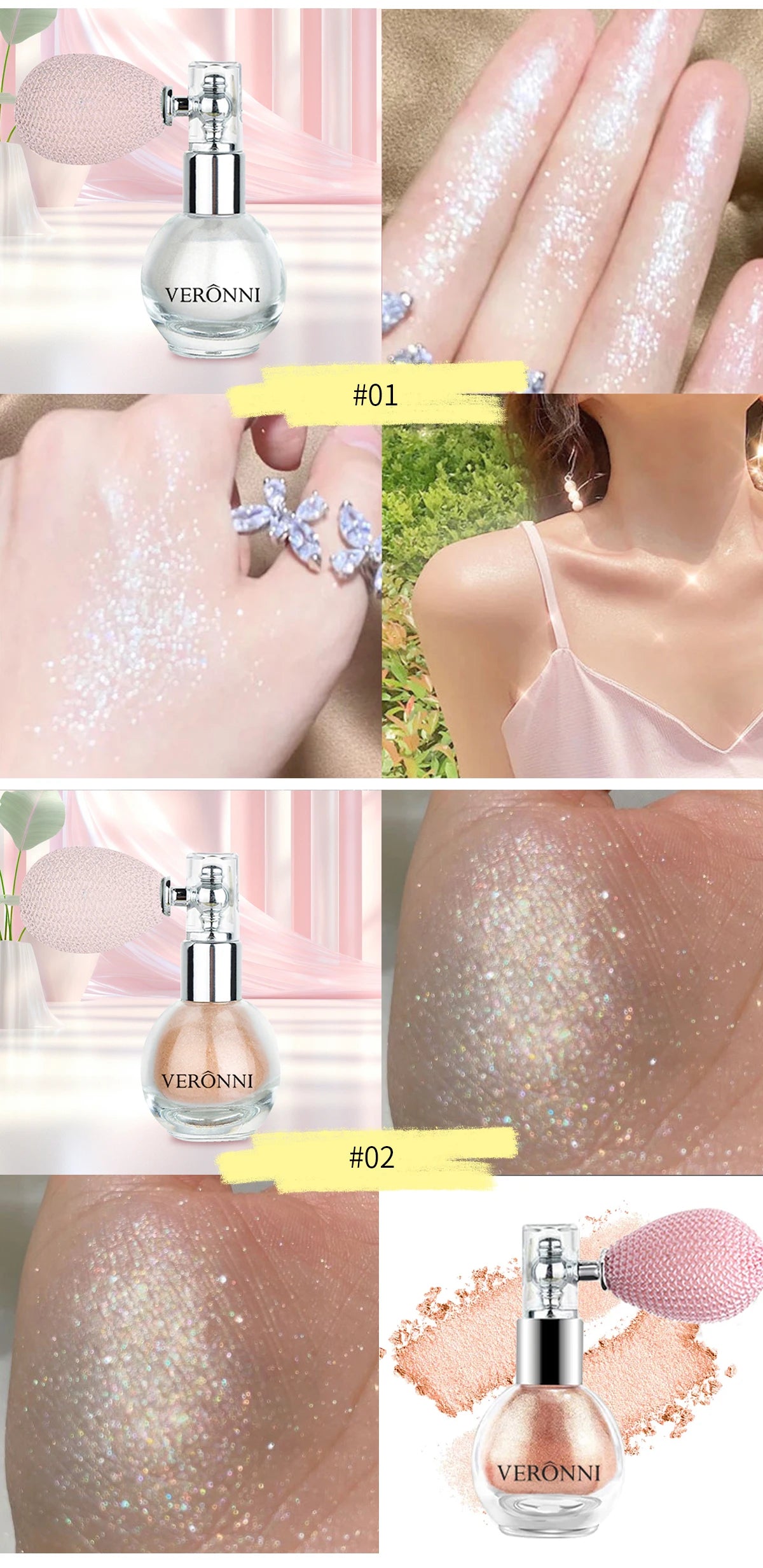 Diamond Highlighter Powder Spray – Waterproof Glitter Bronzer
